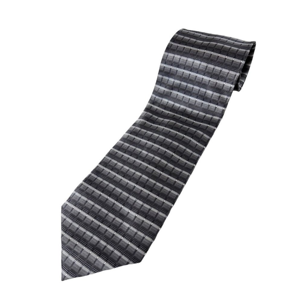 Croft & Barrow Men's Gray Silk Necktie Geometric Patter 59" Tie